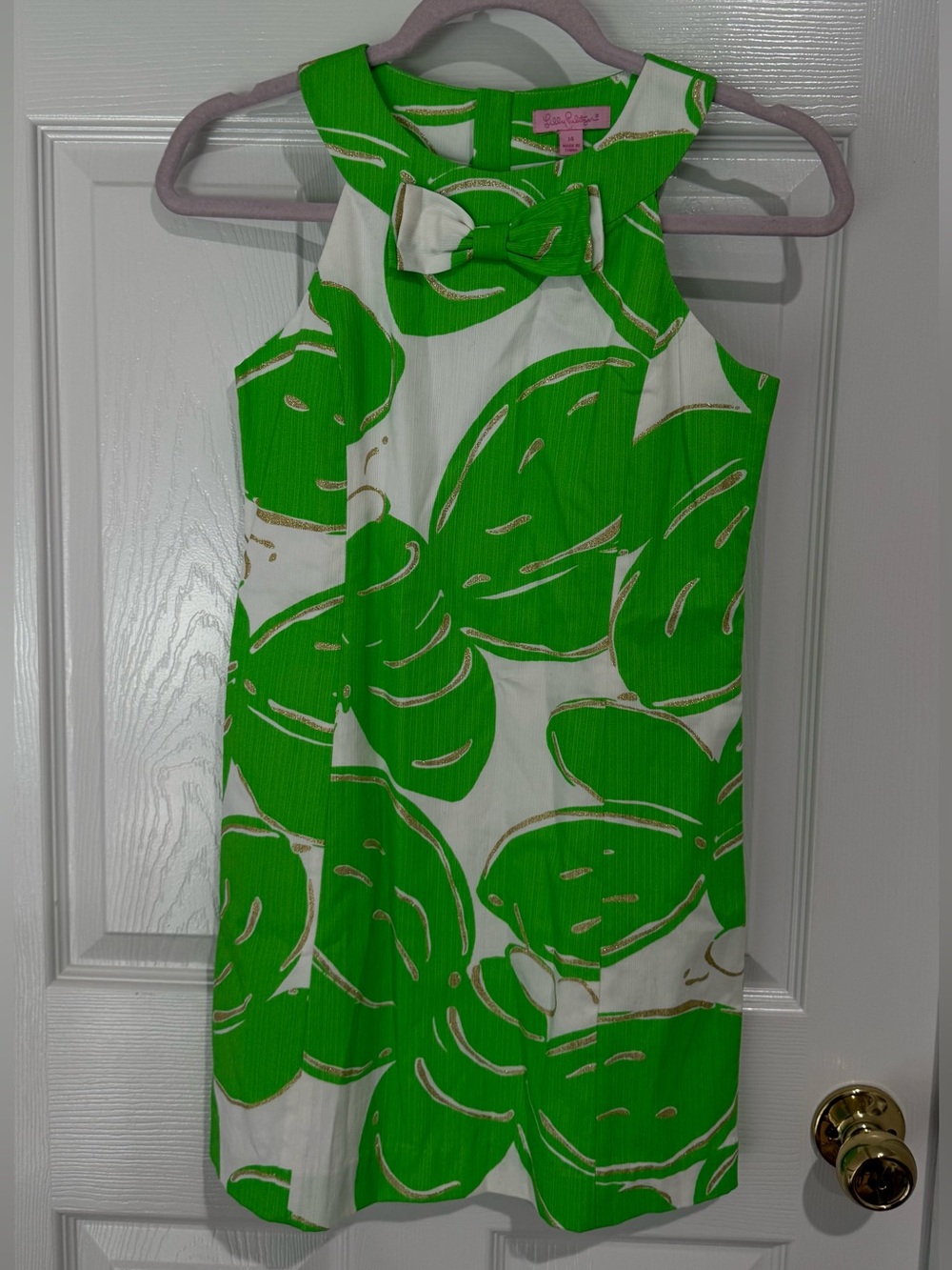 Lilly Pulitzer Green & White Zip-Back Cotton Dress